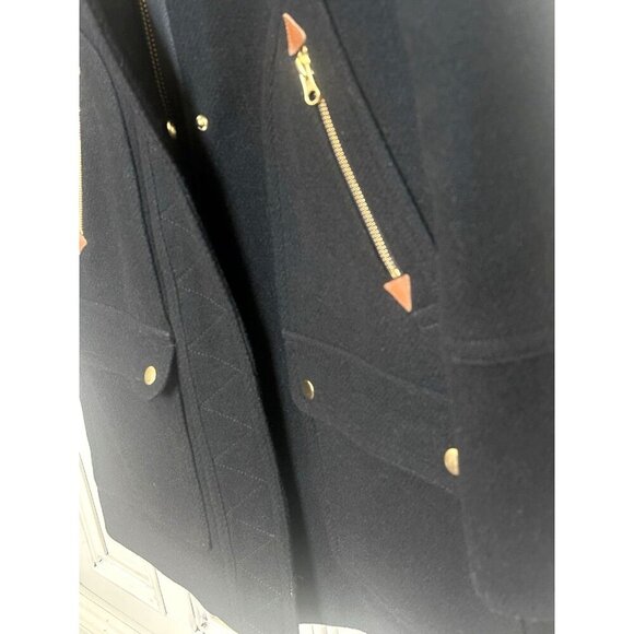 J. Crew Ws Sz 4 Italian Wool Hooded Parka By Nello Gori Black W/Gold Hardware - Picture 5 of 16